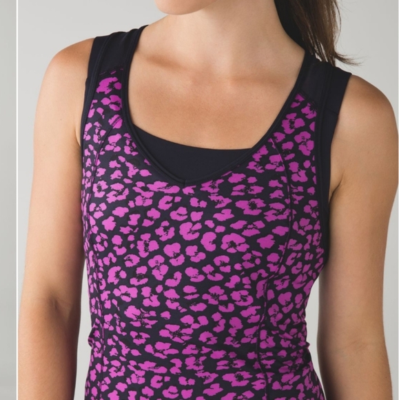Lululemon Super Sport Tank Mini Cherry cheetah Ultra Violet Naval Blue Size 4 - Picture 1 of 12